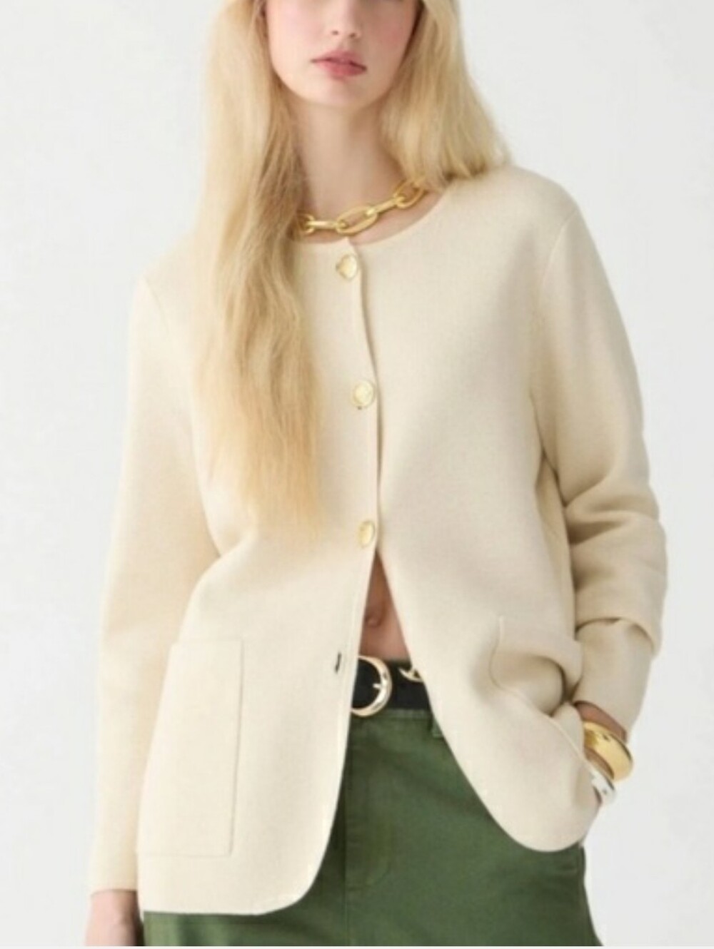 J. Crew Giselle Sweater-blazer In Bleached Sand Size Medium